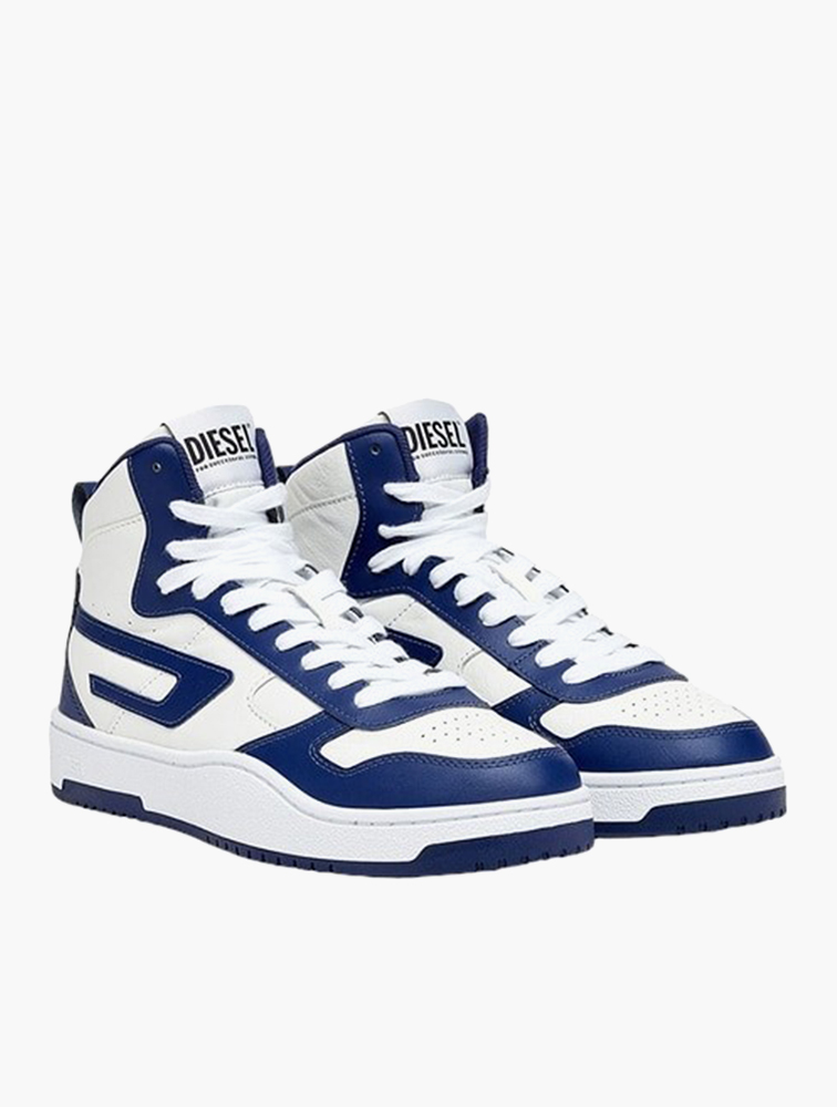MyRunway | Shop Diesel Blue & White S-Ukiyo V2 Mid-Top Sneakers